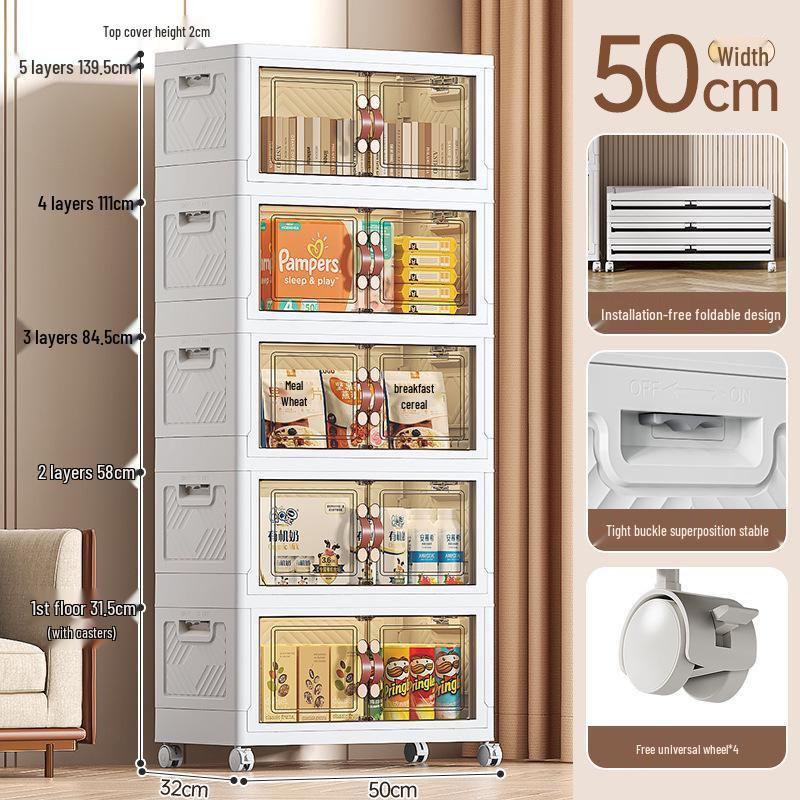 Folding Multi-Layer Storage Cabinet for Living Room - Organize Children's Clothes, Snacks, and More