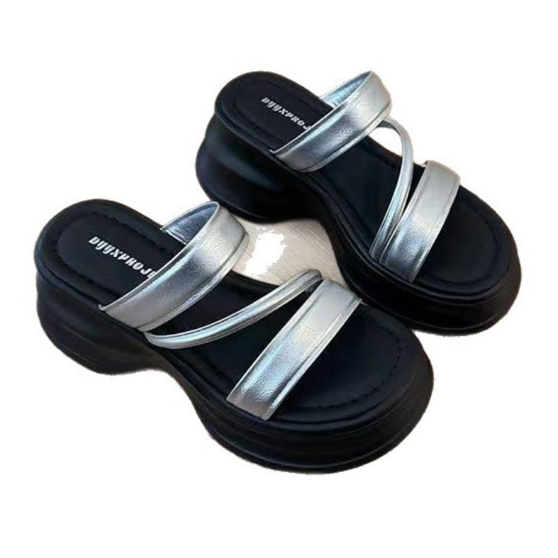 One word with muffin cool slippers niche thick bottom heightening women's outer wear spring new versatile one word drag