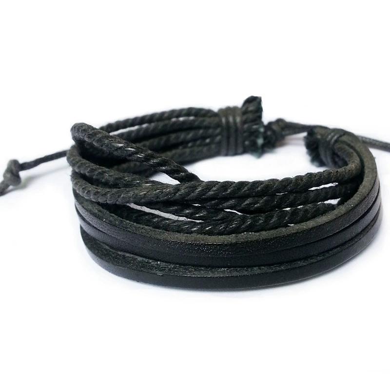 New Exquisite Hand-Woven Wrap Leather for Men Women Charm Bracelets & Bangles Fashion Jewelry Gifts with Braided Rope Detail