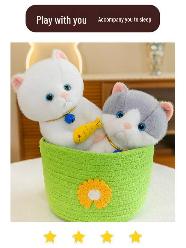 Adorable Kitten Plush Toy - Soft Stuffed Animal Sleep Companion and Gift for Girls' Birthdays