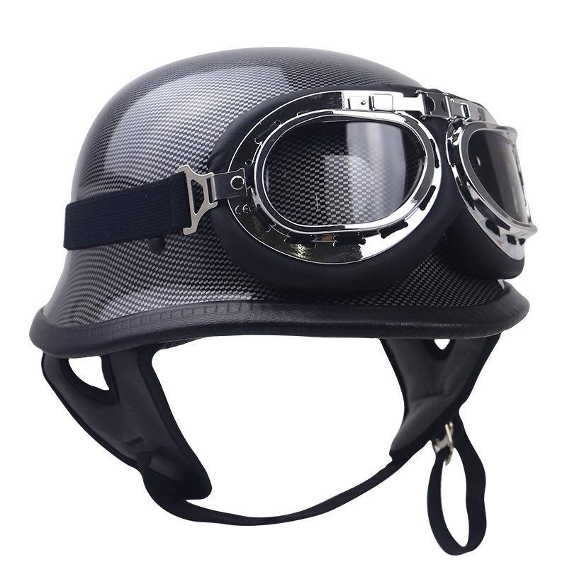 Germany 2025 High-end Retro Motorcycle Half Helmet, Imitation Carbon Fiber