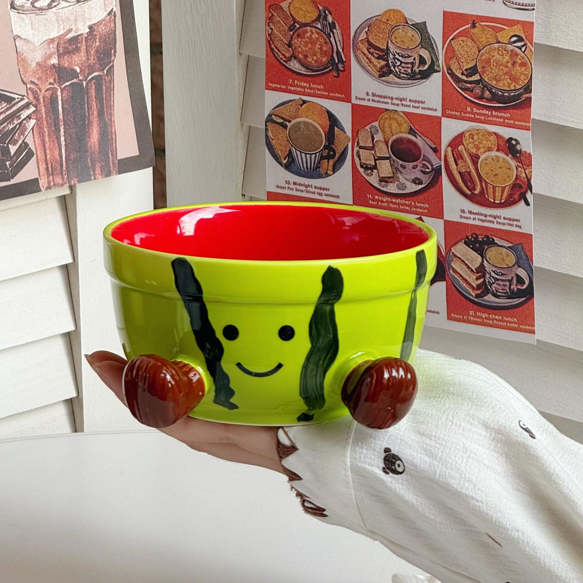 

Creative and cute feet, watermelon bowl, high-value salad bowl, fruit bowl, small bowl, noodle bowl, soup bowl, gift for girls
