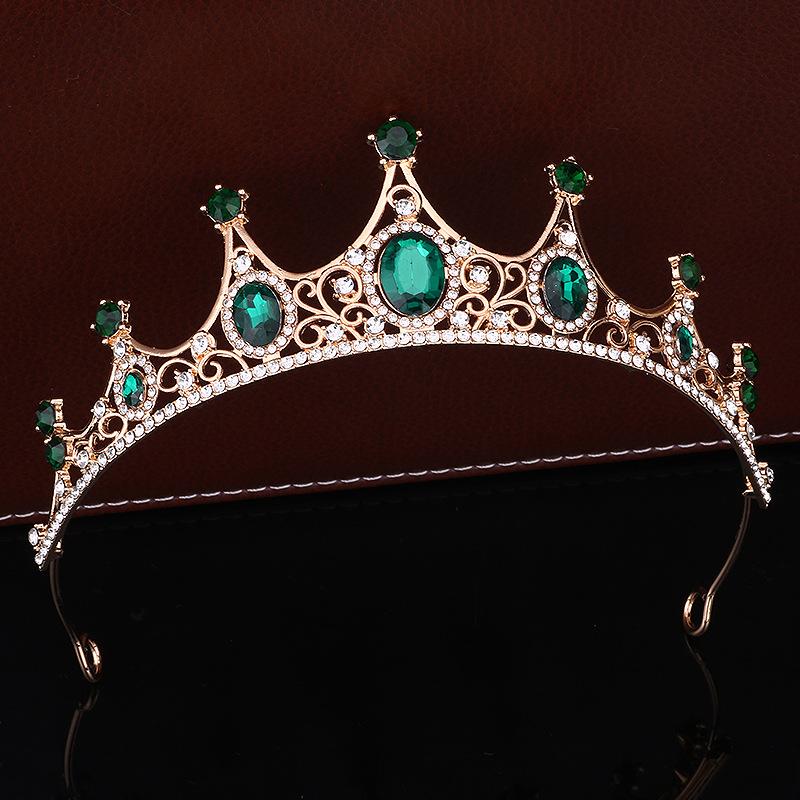 Baroque Bride Wedding Crown Tiara Wedding Dress Accessories Exquisite Alloy Rhinestone Crown Hair Accessories