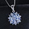 JewelryPalace Flower 1.2ct Created Blue Spinel 925 Silver Pendant Necklace for Woman Fashion Gift Fine Jewelry No Chain