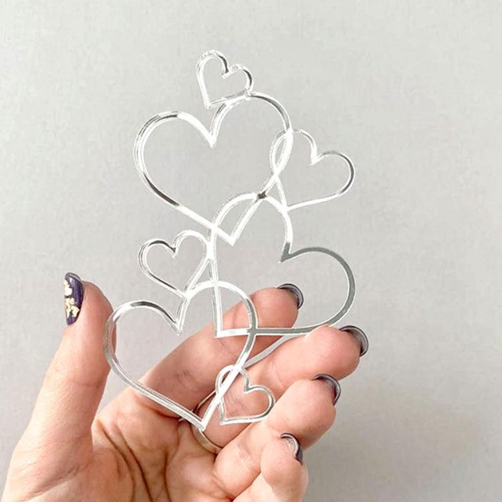 7 Hjerter Bryllupskaketopp Minimalistisk Kjærlighetshjerte Kakedekorasjon Valentinsdag Dessert Festdekorasjon