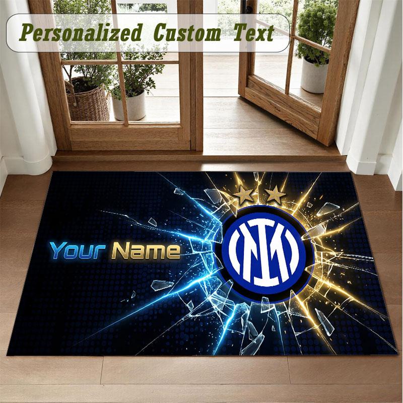 Crystal Velvet Square Rug Custom NameInter Milan Pattern Non Slip Home Floor Decor Rug