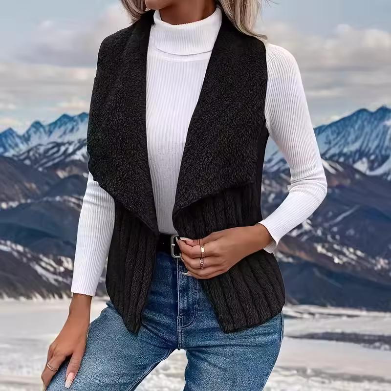 Women Casual Simple Solid Color Plush Vest Women Autumn Winter All-match Style Keep Warm Sleeveless Lapel Slim Vests Coat Female
