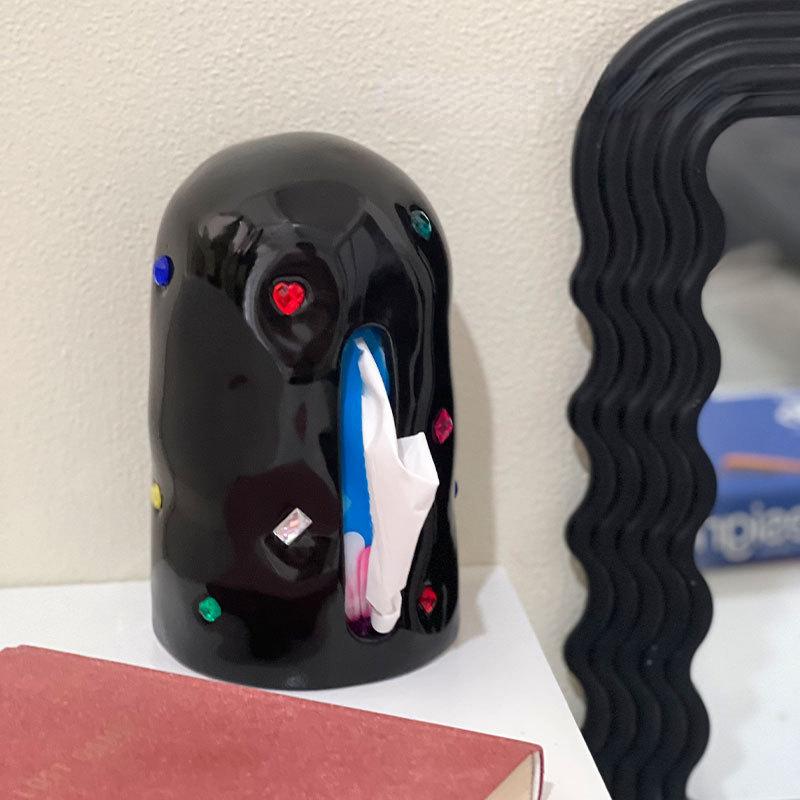 Creative Tissue Box Paper Towel Holder Napkin Drawer Ceramic Drawer Box Tissue Holder Living Room Decoration Ornaments