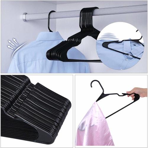 SONGMICS Non-Slip, Space-Saving 20-Piece T-Shirt Hanger Set with Notches, Keeps Laundry in Shape, Protects Collars, and is Non-Marking, Thin Plastic,