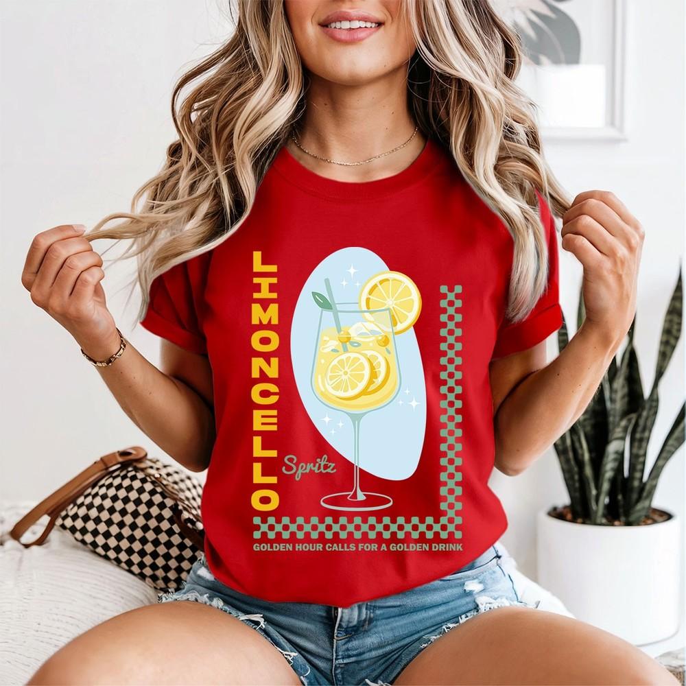 Limoncello Spritz Cocktail Food Drink Unisexs TShirt Golden Hour Lemon 2XL