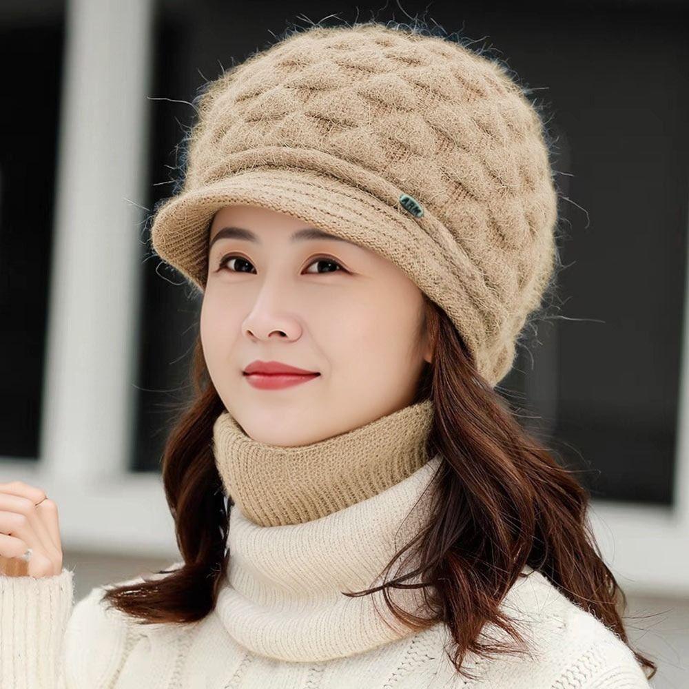 Ear Protection Beret Hat Wool Duck Tongue Cap Casual Knitted Wool Hat for Women