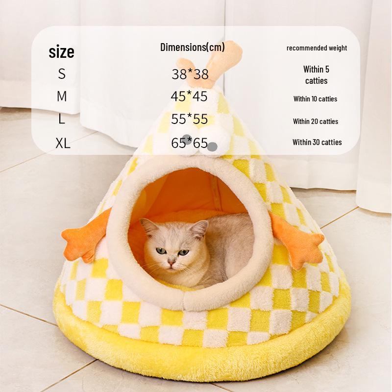 

Washable All-Season Semi-Enclosed Thickened Warm Pet Bed for Cats and Dogs S (approx. 500g)