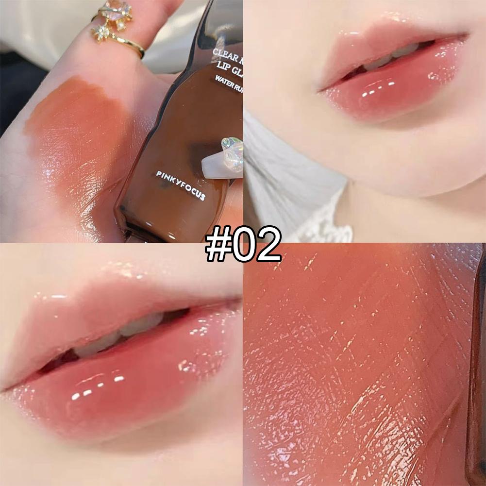 

Черный зеркальный водный блеск для губ Глазурь для губ Прозрачное стекло Масло для губ Водонепроницаемая жидкая помада телесного коричневого цвета Прозрачный оттенок макияжа 02