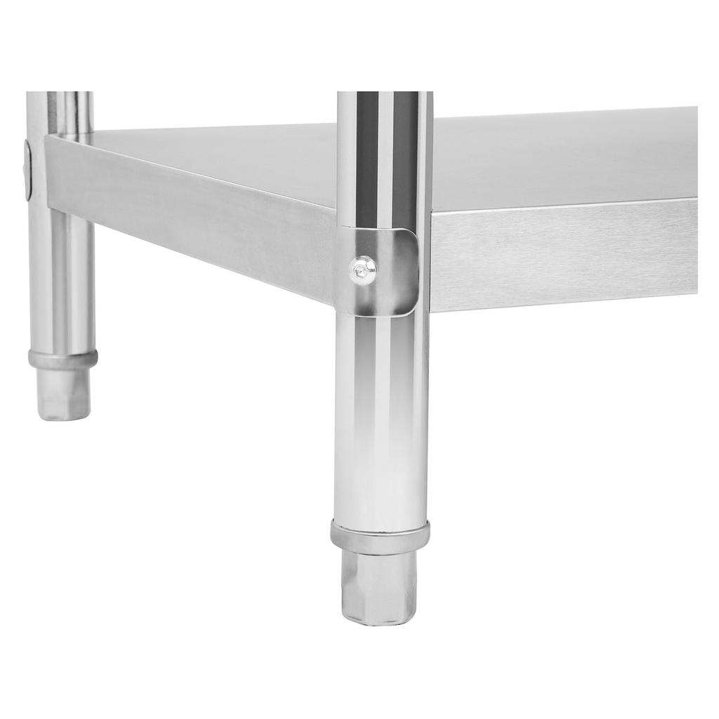 Kitchen table, stainless steel worktop, bottom shelf, 120x70cm