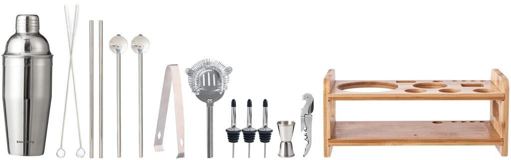 Zestaw barmański do drinków koktajli 15-ele Shaker srebrny KLAUSBERG KB-7653