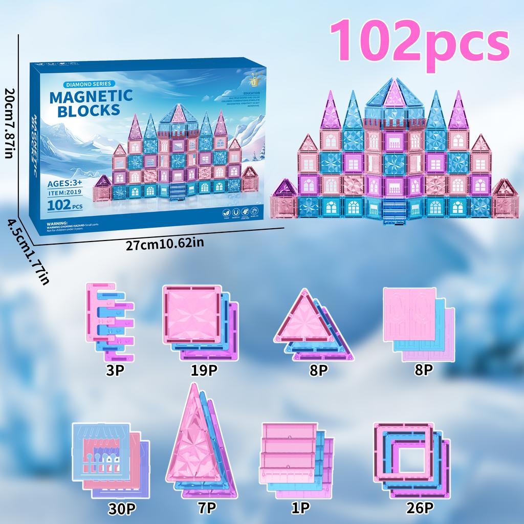 Magnetic Tiles Ice Castle DIY Magnetic Building Blocks for Kids Boys Girls Montessori STEM Educational Sensory Toys Gifts