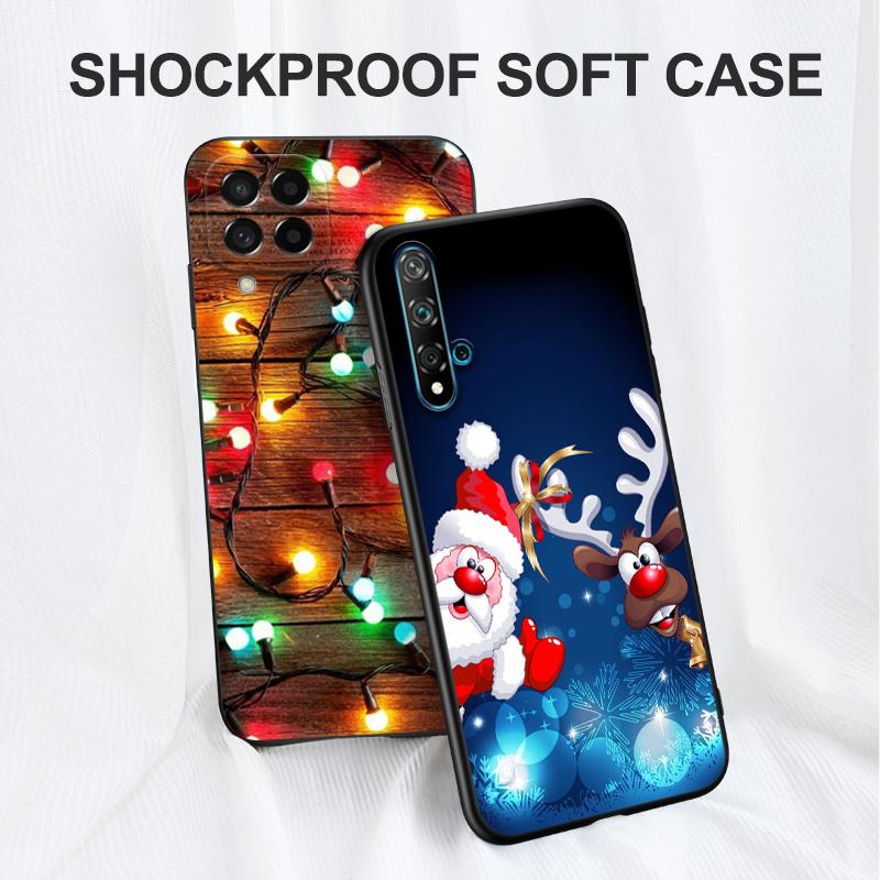 Black Tpu Case For Huawei Honor X8 50 Lite Pro 10 Lite Nova 5t 8 9 Pro 4G 5G 8i Cover Christmas Tree Light Winter