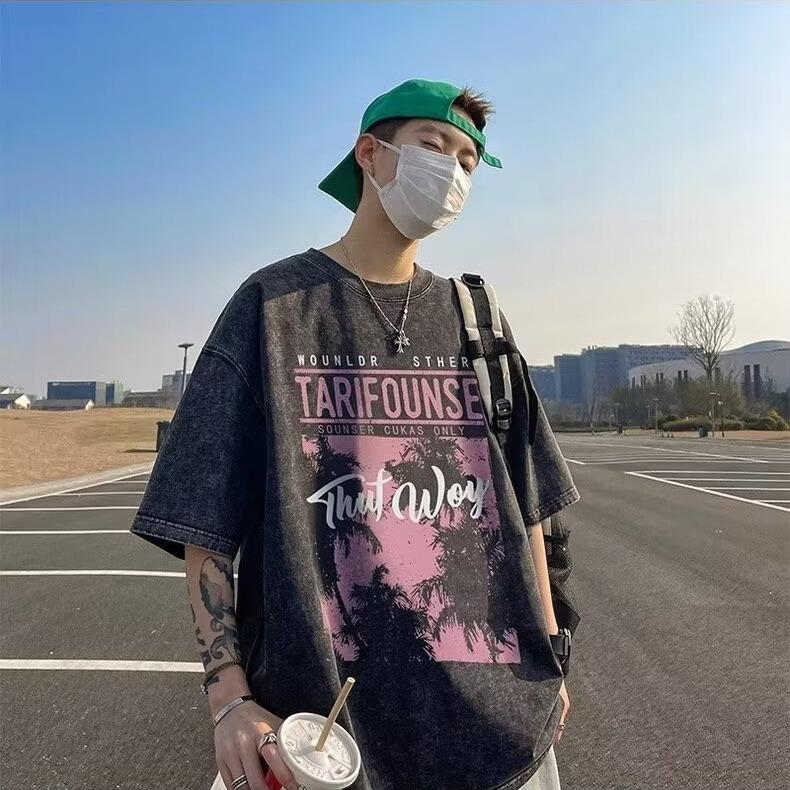 Men's Loose-Fit Vintage Washed Distressed T-Shirt