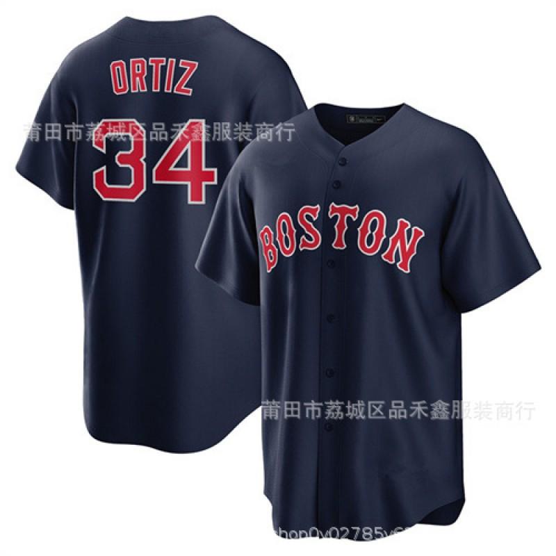 Boston Red Sox 34 Ortiz Baseballtrikot Baumwolle Herren Damen Unisex Sport Fanartikel Herbst Winter