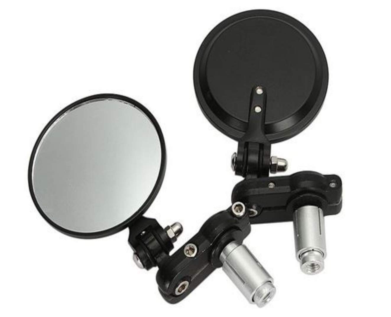 

XSAJU Motorcycle Mirror, Left & Right Set, Bar-End Mirror, Universal, Round Shape, Foldable, Black Diameter 8cm Length 15cm