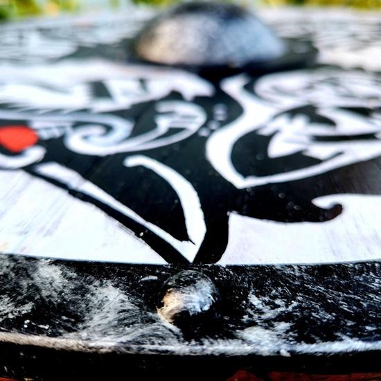 60.96 Cm Wooden Shield Dragon Print Medieval Viking Shield Replica Valhalla Shield Fenrir Gray Battle Worn Shield