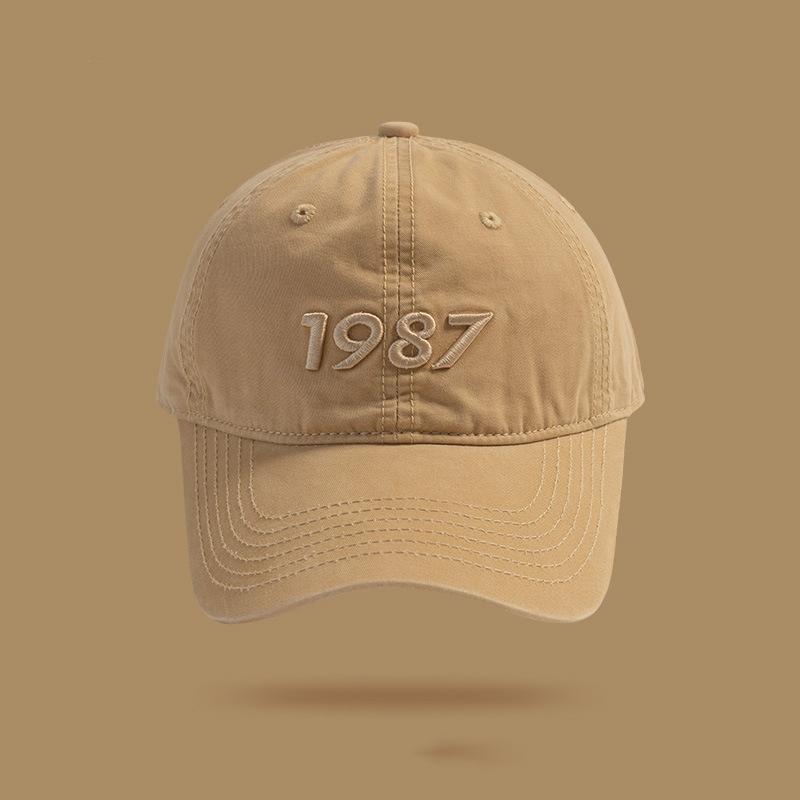 New Big Head Circumference 1987 Embroidered Baseball Cap Quality Deep Top Curved Brim Showing Face Small Cap Children Spring and Autumn Versatile