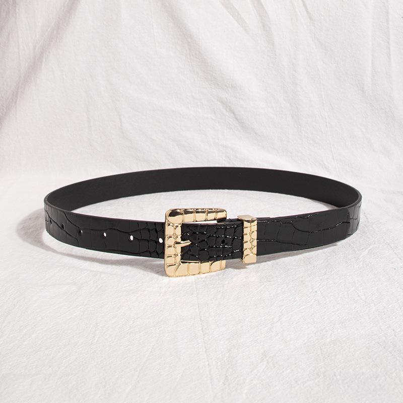 New Women's Crocodile Pattern Buckle Crocodile Pattern Patent Leather Chic Fashion European and American Business Belt