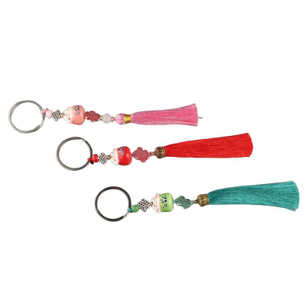 Chinese Knot Pendant Animal Cat Key Holder Lucky Cat Keyring Lucky Cat Keychain Weaving Key Chains