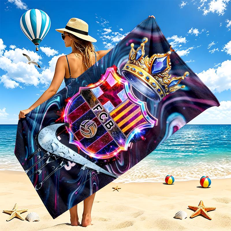 FC Barcelona Beach Towel Quick Dry Soft MicrofiberSand Resistant Oversized Cabana Bath Sheet for Swimming Pool Travel Gift