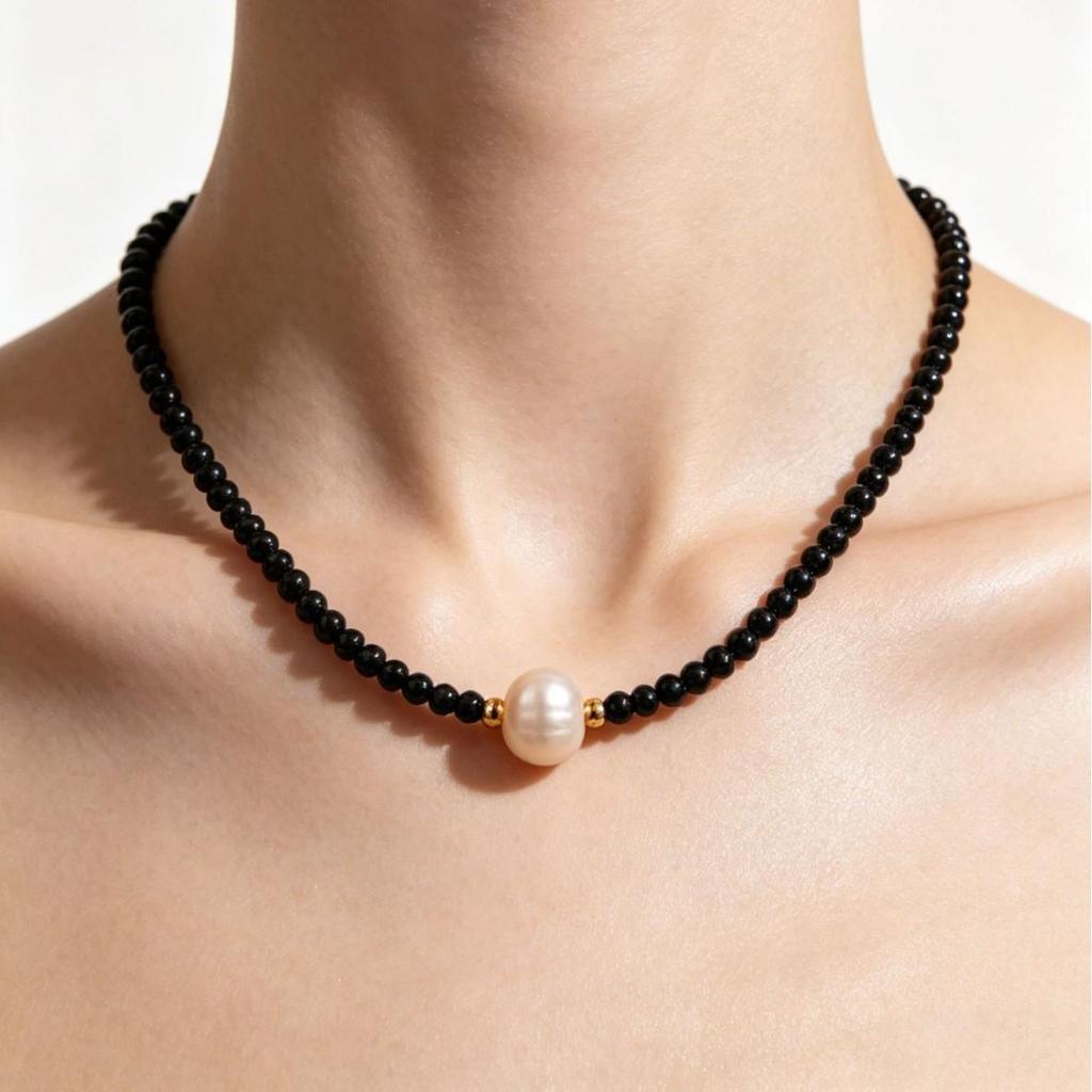 High-End Freshwater Pearl Black Choker Necklace for Women - New Trendy Design Clavicle Chain