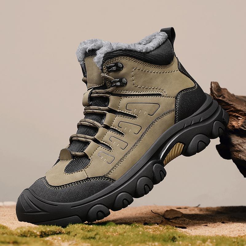 Winter Leather Comfy Men's Ankle Boots Fashion Men Plush Snow Boots New Design Outdoor Hiking Boots High Top Man Casual Shoes