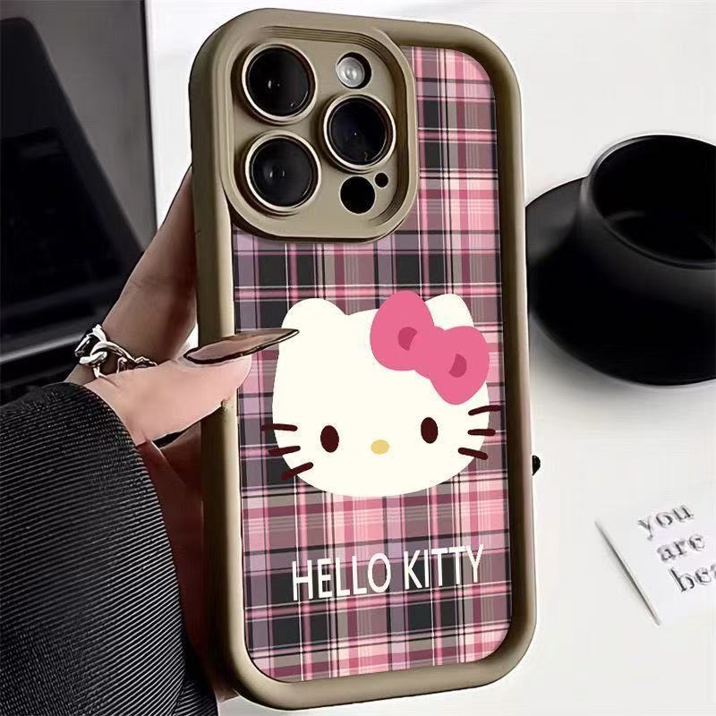 Plaid KT cat iPhone17/15ProMax mobile phone case 14 Apple 13 all-inclusive 11 popular XS/XR16 Japan and South Korea