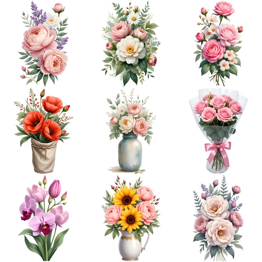 9 Stück Blumen Temporäre Tattoos für Männer Frauen Pflanze Narzisse Rose Pfingstrose Fake Tattoo Aufkleber Wasserdicht Körper Arm Tattoo Aufkleber