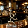 Metal Wine Accessory Vintage Industrial Dispenser Pipe Liquor Dispenser with Brass Tap Countertop Unique Spirit Whiskey Vodka Stand Home