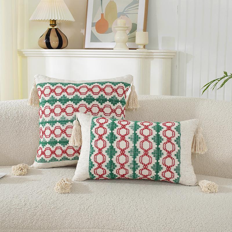 American Multicolor Jacquard Throw Pillow Cover for Sofa, Bed, Chair, and Car