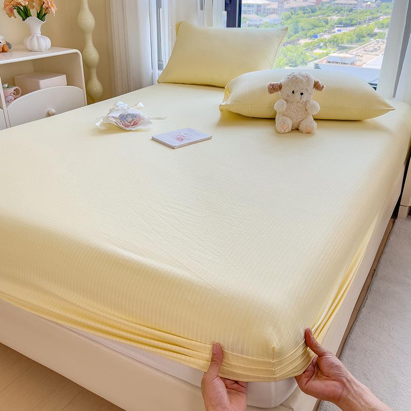 Einfarbig gewaschene Baumwolle Spannbettlakenbezug Schutzbezug Matratze Schmutzabweisend Studentenwohnheim Spannbettlaken