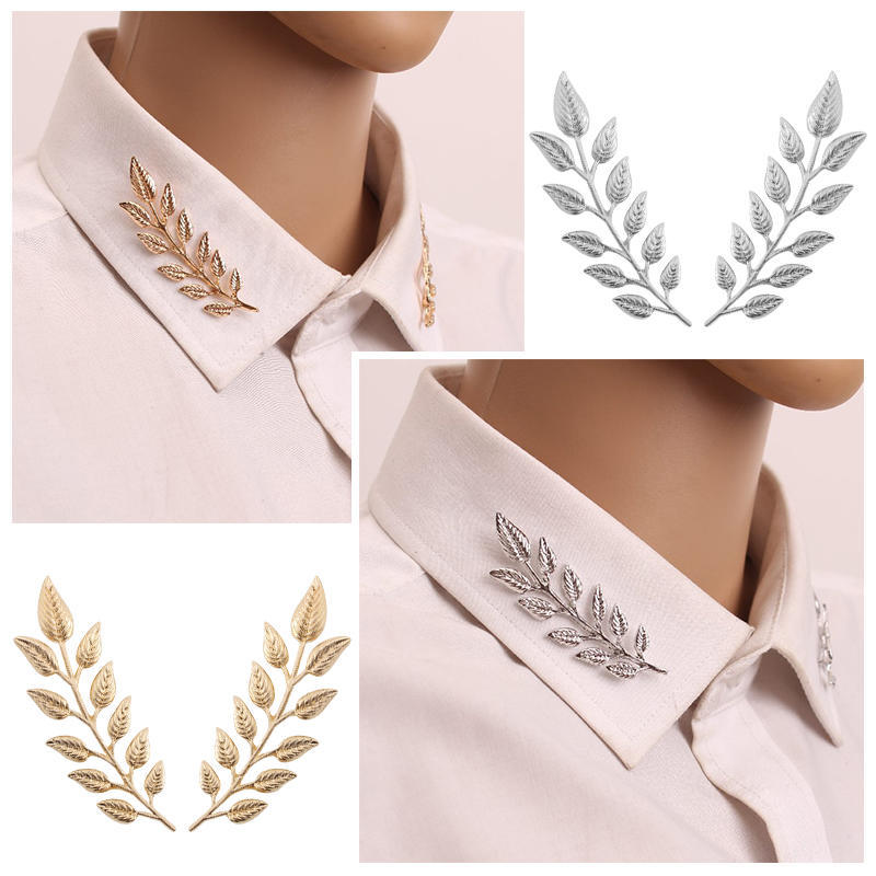 1pair Trendy Tree Leaf Brooch For Women Men Exquisite Leaves Female Brooches Collar Needle Party Jewelry Accessories Gifts