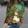 Women's Fashion Casual Long Sleeve Christmas Printed Neck Sweatshirt Top