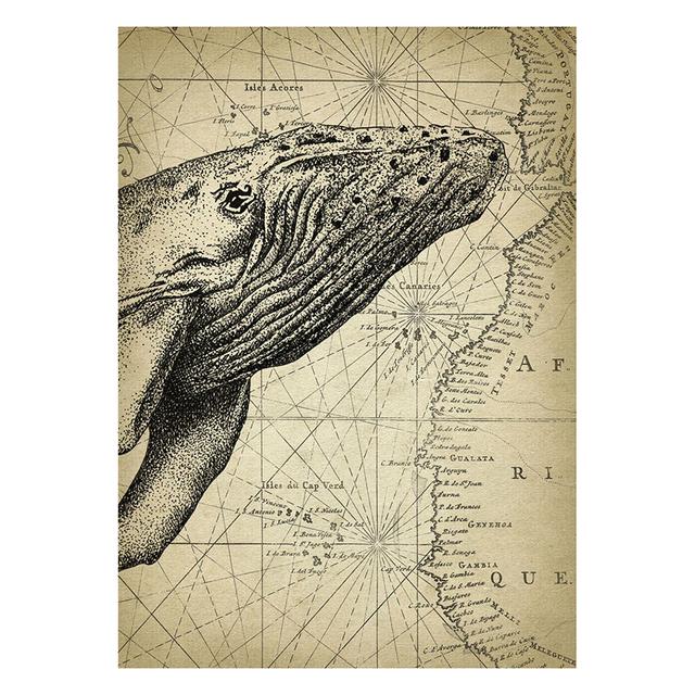 Marine Animals Canvas Paintings Great White Shark Posters and Prints Killer Whale Wall Art Picture for Home Decoration No Frame