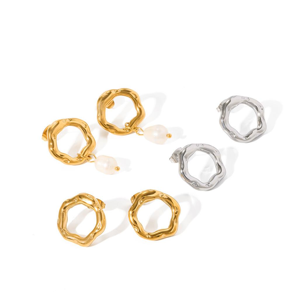 Geometric Pearl Drop Earrings With Gold Finish For Women Fashion Jewelry