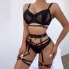 Spring/Summer Lace Lingerie Set: Complex Craft Hollowed-Out Mesh, Sexy Four-Piece Collection - Women 2231