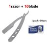Men Foldable Shaving Knife with Blades Manual Stainless Steel Double-blade Shaving Straight Edge Razor for Beard Mustache Groom