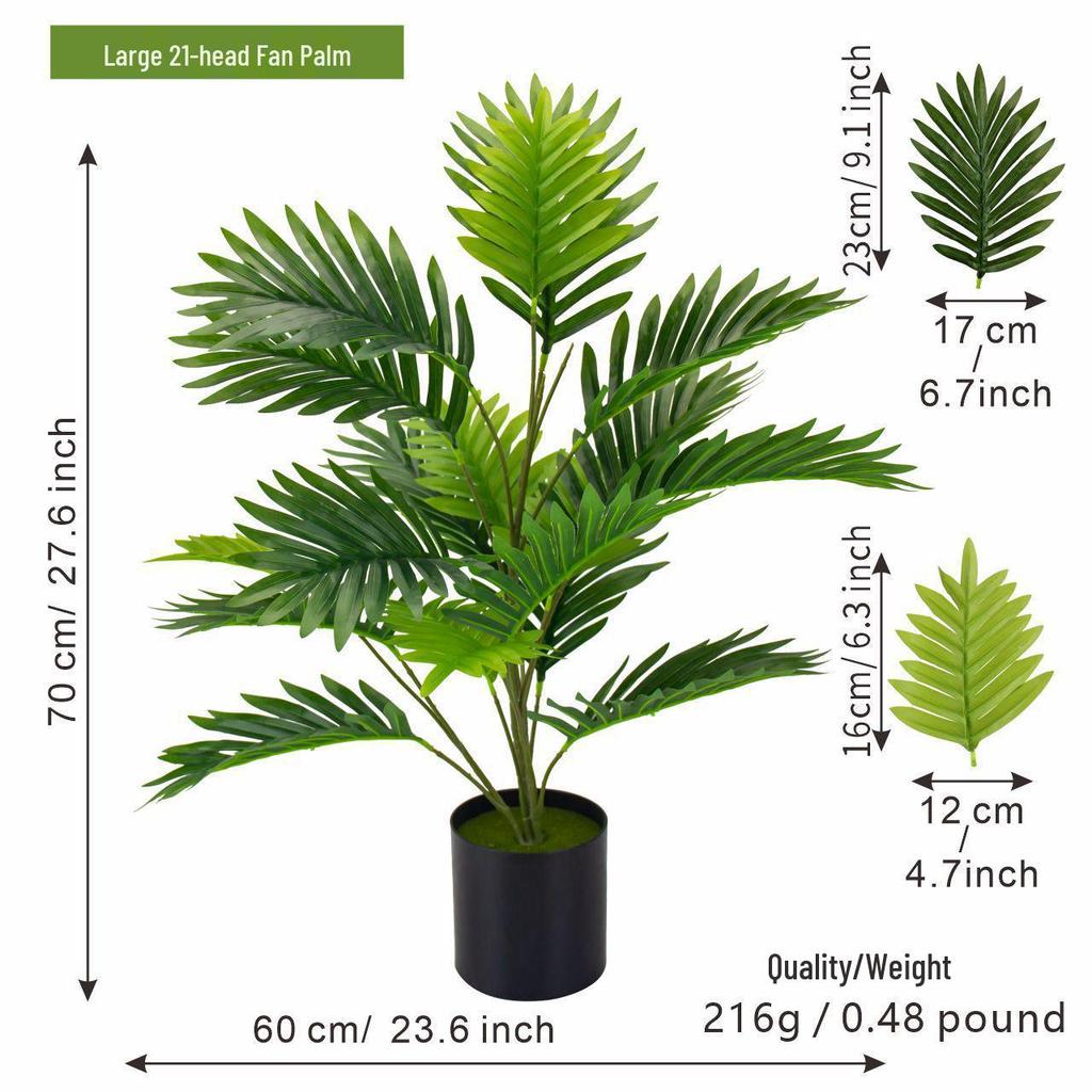 Areca Palm Green Plant Simulation with Potted Palm Leaves for Indoor/Outdoor Decoration – Fake Tree Bonsai Ornament