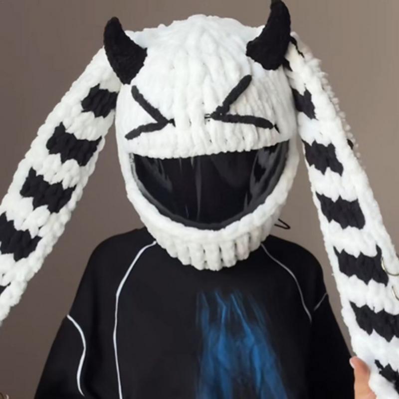 Husă pentru căști de motocicletă, cu desene animate drăguțe, pentru căști de motocicletă, pălărie tricotată manual, croșetat, husă de protecție, accesorii pentru căști