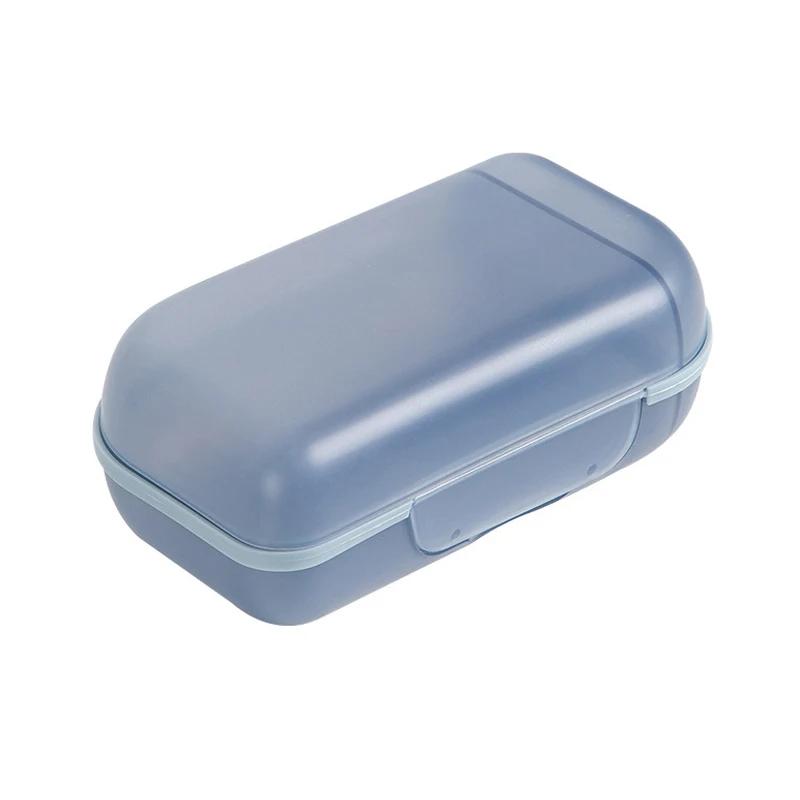 Portable 2-Compartment Soap Dish with Lid Oval Soap Box Sealed Waterproof Bathroom Soap Holder Storage Box Soap Case