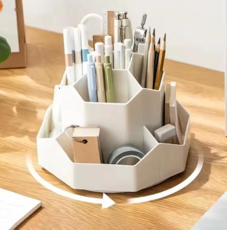 Large Capacity Rotating 161 Degree Pen Holder Student Desktop Stationery Storage Multi-Functional Desk Accessories Organizer