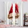 2pcs,2D Plane Printing Curtains&Window Treatment Vintage Santa Hat Versatile Fabric (without Rod) Art Deco Festive Use for