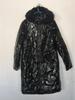 European & American Mid-Length Shiny PU Fur Collar Slim Fit Cotton Jacket 2024 - Fashionable, Warm Coat for Women.