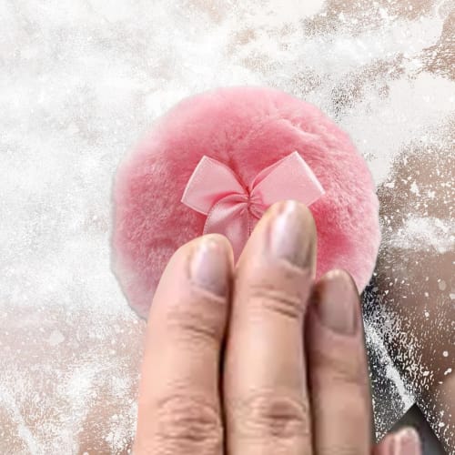 Furry Powder Puff, Baby Powder Puff for Adults, Soft Round Body Cosmetic Powder Puff with Ribbon Ribbon, Dry Makeup Tool for Home/Travel, Body Powder
