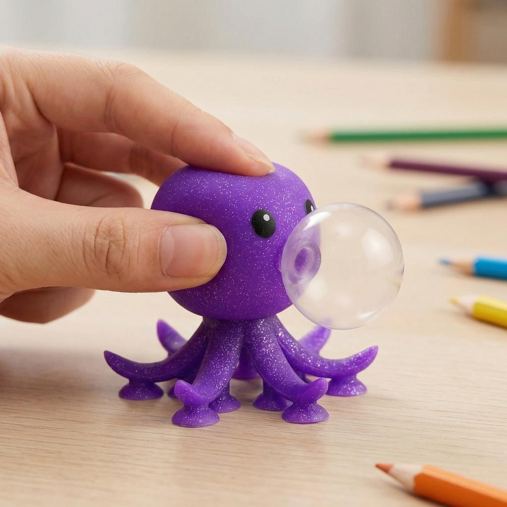 Octopus Shaped Soft Silicone Fidget Toy for Kids and Adults Sensory Stress Relief Desk Decoration Set of 6 Pieces